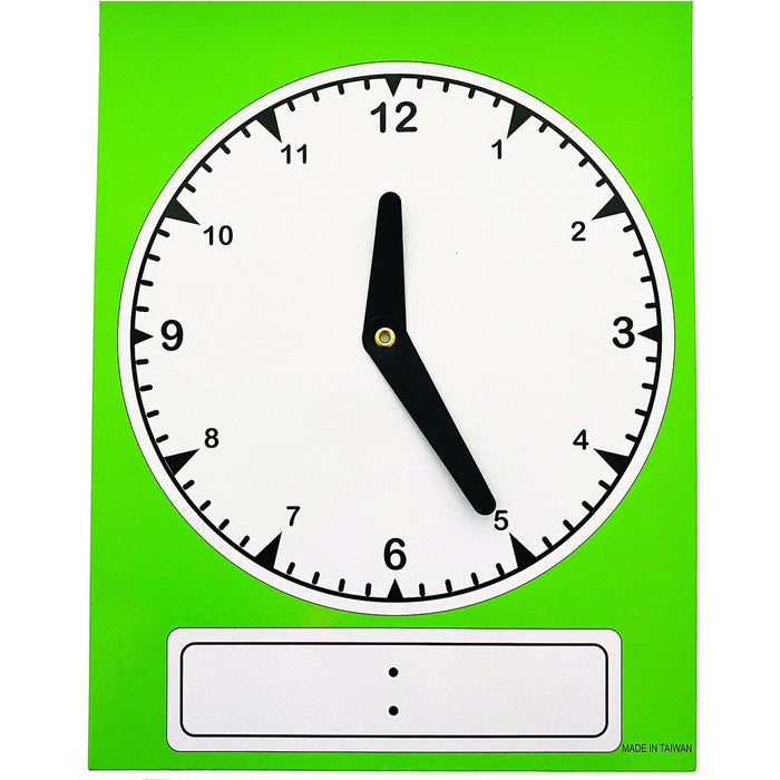 DBLG Import Laminated Paper Education Clock - Learning Clock - Green, White, Black