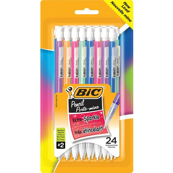 BIC Shimmers Mechanical Pencil - 0.7 mm (0.03") Lead - Assorted Barrel - 24 / Pack