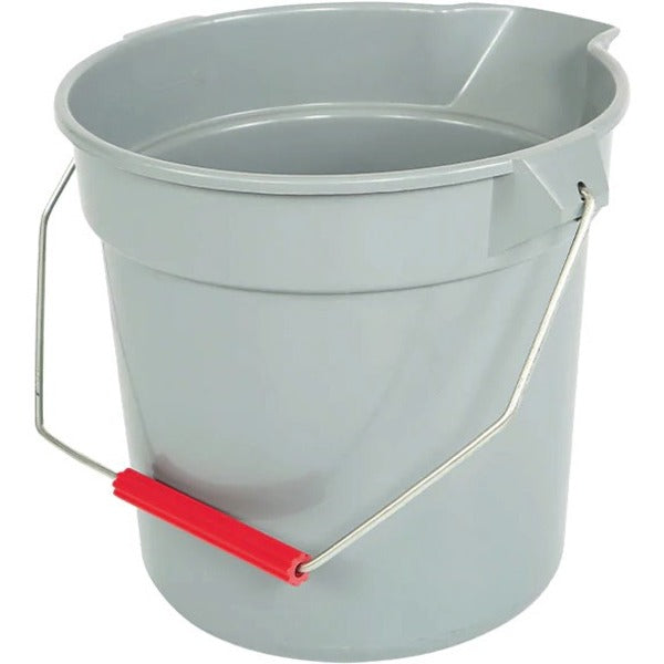 Globe 12 QT Easy Pour Pail - 10.40 L - Pour Spout, Heavy Duty, Handle - 23.62" (599.95 mm) x 11.42" (290.07 mm) - Plastic, Galvanized Steel - Gray - 1 Each