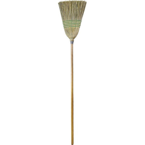 Globe Housekeeper Corn Broom, Heavy-Duty 5 String - 1.13" (28.58 mm) Handle Diameter - 54" (1371.60 mm) Overall Length - Lacquered Wood Handle - 1 / Each