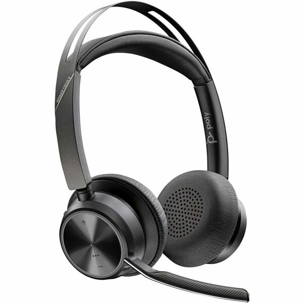 Poly Voyager Focus 2 USB-A With Charge Stand Headset - Microsoft Teams Certification - Siri, Google Assistant - Stereo - USB Type A - Wired/Wireless - Bluetooth - 298.6 ft (91 m) - 20 Hz to 20 kHz - Over-the-head, On-ear - Binaural - Supra-aural - 4.9 ft