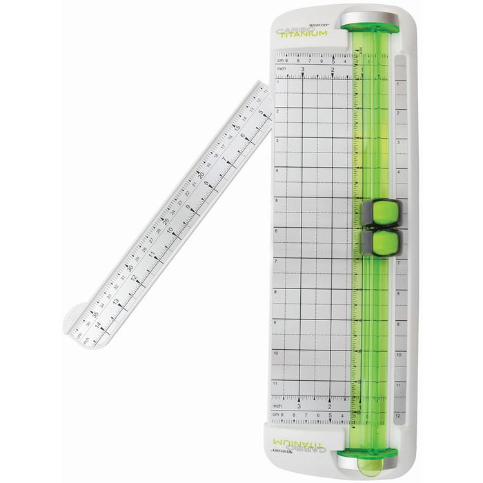 Westcott CarboTitanium Antimicrobial Personal Paper Trimmer - 10 Sheet Cutting Capacity - CarboTitanium Blade - Antimicrobial, Comfortable Grip, Heavy Duty - Plastic - Yellow - 1 Each