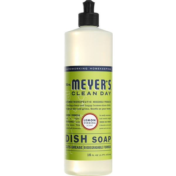 Mrs. Meyer's Lemon Verbena Dish Soap - 473 mL - Lemon Verbena Scent - Cruelty-free, Refillable, Paraben-free, Phthalate-free - 1 Each
