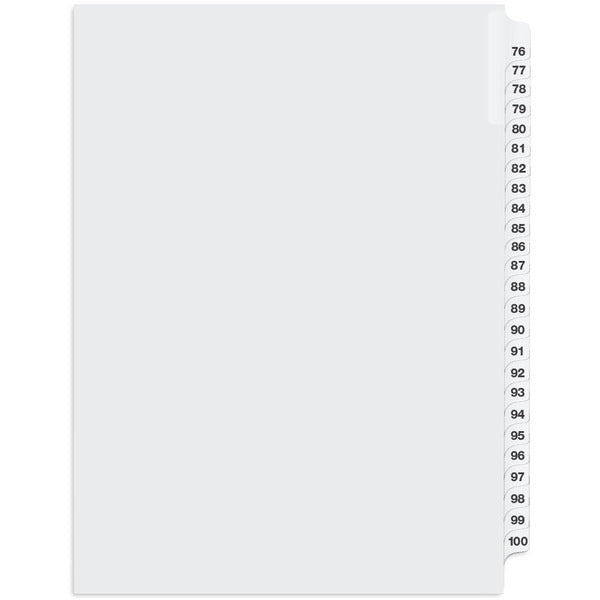 Davis Index Divider - Printed Tab(s) - 1/25 - Digit - 76-100 - 8.50" (215.90 mm) Divider Width x 11" (279.40 mm) Divider Length - White Divider - 1 Each