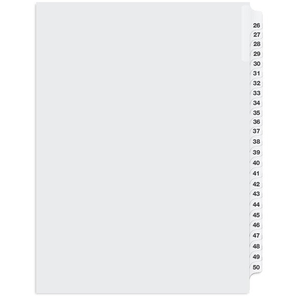 Davis Index Divider - Printed Tab(s) - 1/25 - Digit - 26-50 - 8.50" Divider Width x 11" Divider Length - White Divider - 1 Each