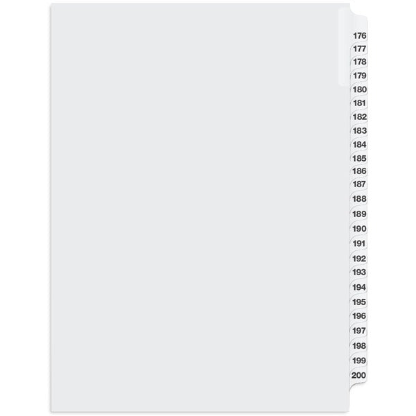 Davis Index Divider - Printed Tab(s) - 1/25 - Digit - 176-200 - 8.50" (215.90 mm) Divider Width x 11" (279.40 mm) Divider Length - White Divider - 25 / Pack