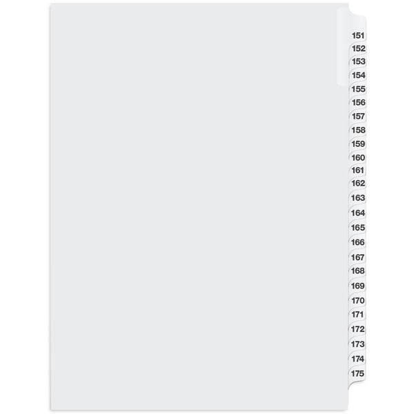 Davis Index Divider - Printed Tab(s) - 1/25 - Digit - 151-175 - 8.50" Divider Width x 11" Divider Length - White Divider - 25 / Pack