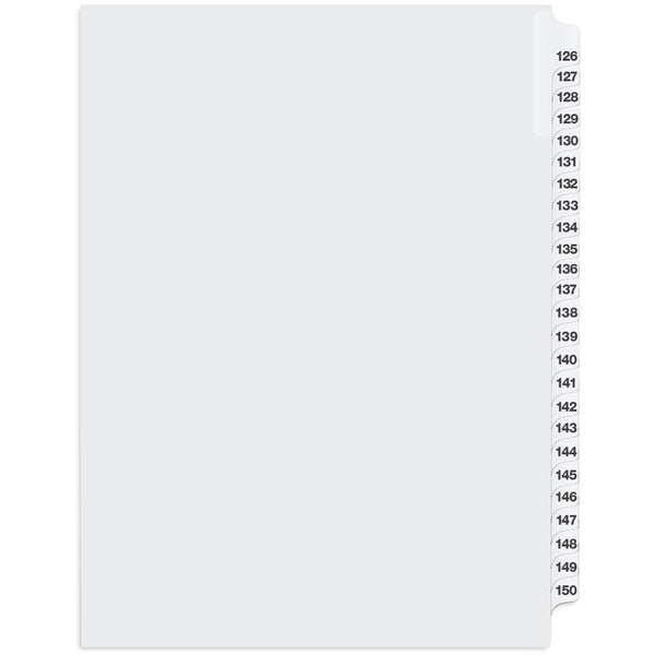 Davis Index Divider - Printed Tab(s) - 1/25 - Digit - 126-150 - 8.50" Divider Width x 11" Divider Length - White Divider - 25 / Pack