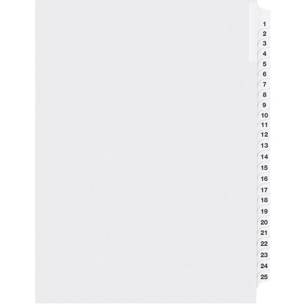 Davis Index Divider - Printed Tab(s) - 1/25 - Digit - 1-25 - 8.50" (215.90 mm) Divider Width x 11" (279.40 mm) Divider Length - White Divider - 1 Each