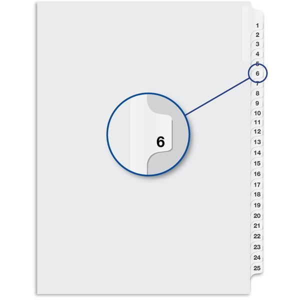 Davis Index Divider - Printed Tab(s) - 1/25 - Digit - 6 - 8.50" Divider Width x 11" Divider Length - White Divider - 25 / Pack