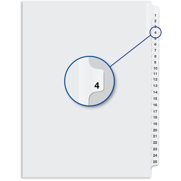 Davis Index Divider - Printed Tab(s) - 1/25 - Digit - 4 - 8.50" Divider Width x 11" Divider Length - White Divider - 25 / Pack