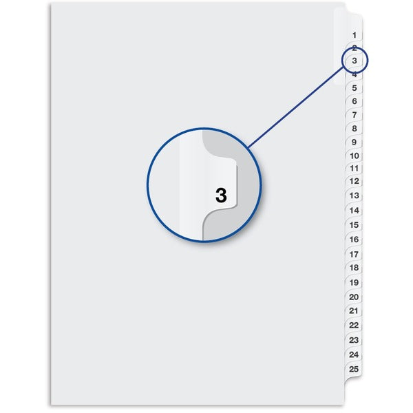 Davis Group Index Divider - Printed Tab(s) - 1/25 - Digit - 3 - 8.50" (215.90 mm) Divider Width x 11" (279.40 mm) Divider Length - White Divider - 25 / Pack