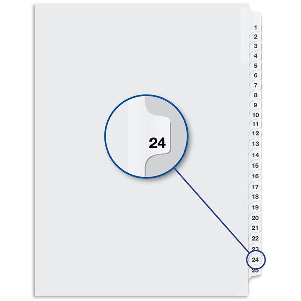 Davis Index Divider - Printed Tab(s) - 1/25 - Digit - 24 - 8.50" (215.90 mm) Divider Width x 11" (279.40 mm) Divider Length - White Divider - 25 / Pack