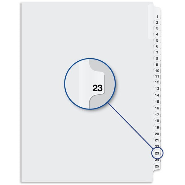 Davis Index Divider - Printed Tab(s) - 1/25 - Digit - 23 - 8.50" (215.90 mm) Divider Width x 11" (279.40 mm) Divider Length - White Divider - 25 / Pack
