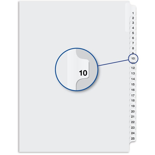 Davis Index Divider - Printed Tab(s) - 1/25 - Digit - 10 - 8.50" Divider Width x 11" Divider Length - White Divider - 25 / Pack