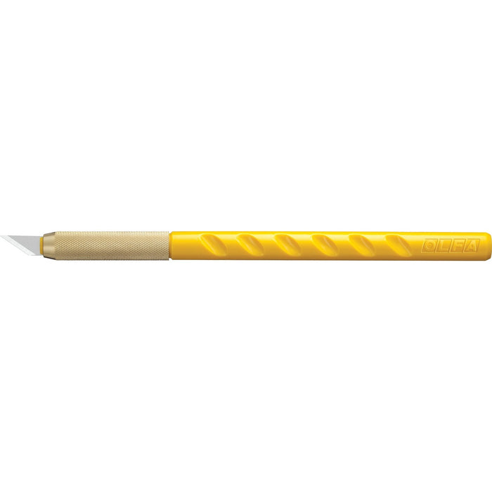 Olfa AK-1/5B Graphic Art Knife - Carbon Steel Blade - Contoured Grip, Acetone Resistant, Textured Grip, Handle - Yellow - 1 Each