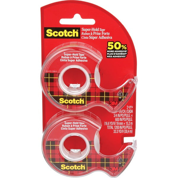 Scotch Invisible Tape - 16.6 yd (15.2 m) Length x 0.75" (19 mm) Width - Transparent - Dispenser Included - Handheld Dispenser - 2 / Pack