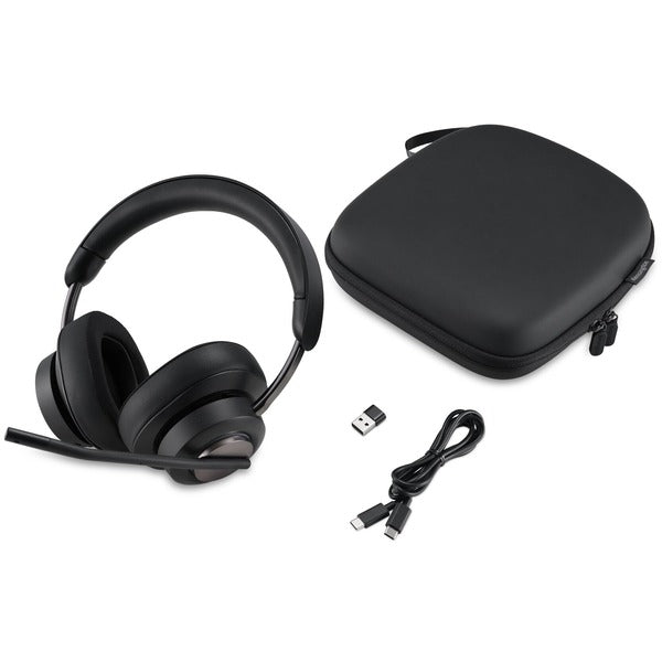 Kensington H3000 Bluetooth Over-Ear Headset - Google Assistant, Siri - Stereo - USB Type C - Wireless - Bluetooth - 98.4 ft (30 m) - 32 Ohm - 20 Hz to 20 kHz - Over-the-ear, Over-the-head - Binaural - Ear-cup - Electret Condenser, Noise Cancelling Microph