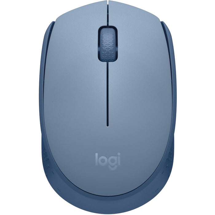 Logitech Wireless Ambidextrous Mouse - Optical - Wireless - Radio Frequency - 2.40 GHz - Blue Gray - USB - Symmetrical - 1 Each