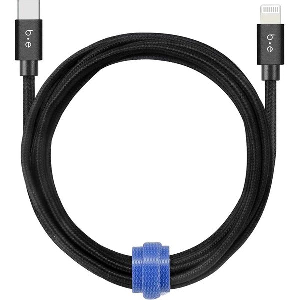 Blu Element Braided Charge/Sync USB-C to Lightning 10ft Black - 10 ft (3.05 m) Lightning/USB-C Data Transfer Cable for Car Charger, Wall Charger, USB Device - First End: 1 x Lightning - Male - Second End: 1 x USB 2.0 Type C - Male - Black