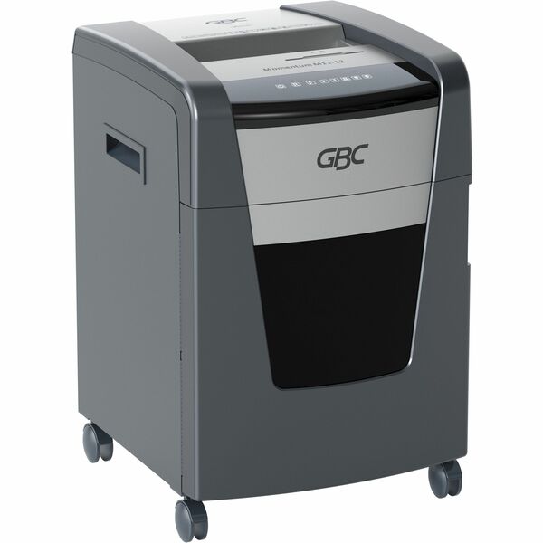 GBC Momentum Paper Shredder, M12-12, Micro-Cut, Anti-Jam, 12 Sheets - Continuous Shredder - Micro Cut - 12 Per Pass - for shredding CD, Credit Card, Junk Mail, Staples, Paper Clip, DVD - 0.1" (1.98 mm) x 0.6" (15.08 mm) Shred Size - 9" (228.60 mm) Throat
