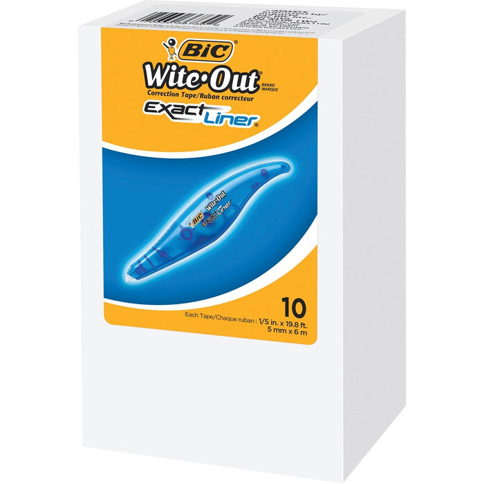 Wite-Out Exact Liner Correction Tape - 0.20" (5 mm) Tape Width x 19.7 ft (6 m) Tape Length - Disposable, Film-based, Comfortable Grip - 10 Box