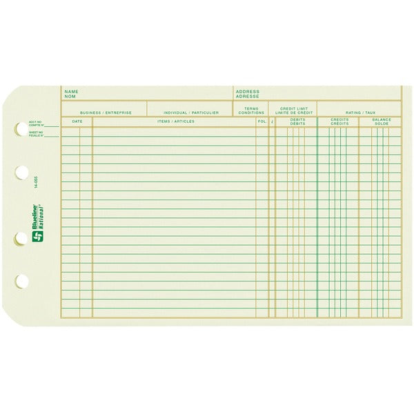 Blueline Accounting Book Refill - 100 Sheet(s) - Ledger - 8 1/2" (21.6 cm) x 5 1/2" (14 cm) Sheet Size - Recycled - 100 / Pack