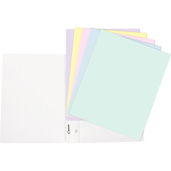 GEO Letter Report Cover - 8 1/2" (215.90 mm) x 11" (279.40 mm) - 100 Sheets Capacity - 3 x Prong Fastener - Cardboard - Assorted Pastel - 1 Each