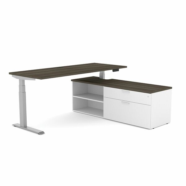 HDL Height Adjustable Desk - 50" (1270 mm) Height Desk - Finish: Pure White - Stain Resistant, Scratch Resistant, Lockable Drawer, Grommet - For File, Commercial