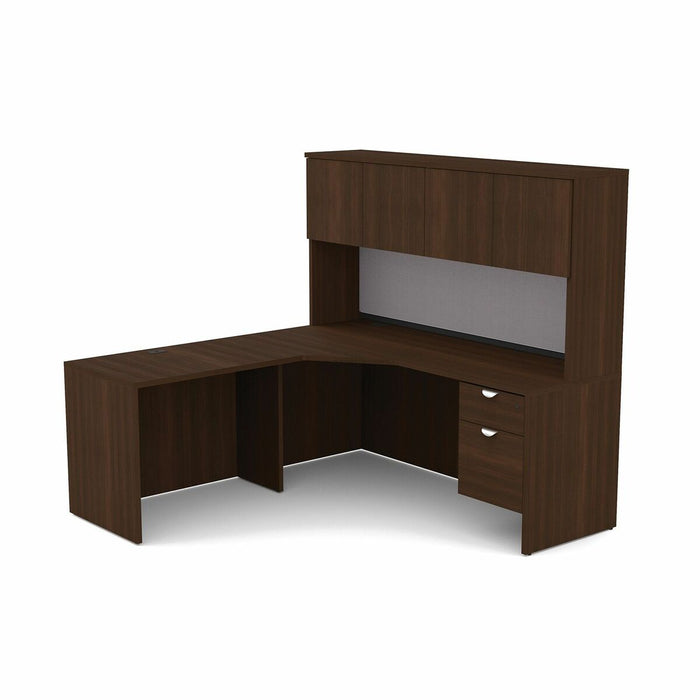 HDL L-Shape Work Station with Left Bridge Return - L-shaped - Finish: Evening Zen