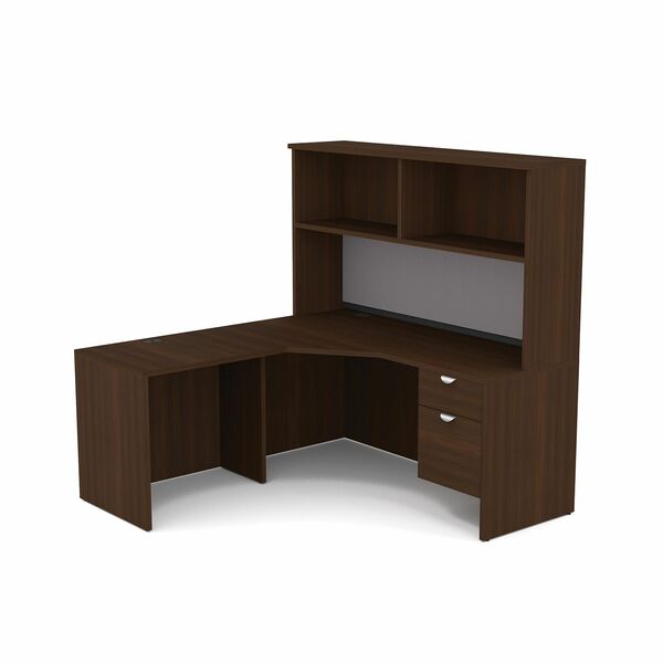HDL L-Shape Suite Work Station with Open Hutch - Finish: Evening Zen - For Office, File