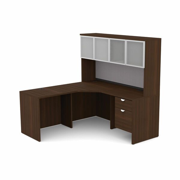 HDL L-Shape Suite Work Station with Closed Hutch - Finish: Evening Zen - For Office, File