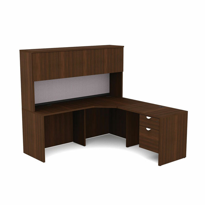 HDL L-Shape Work Station with Right Bridge Return - L-shaped - Material: Laminate - Finish: Evening Zen - For Office, File - 1 Each