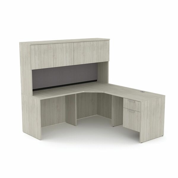HDL L-Shape Work Station with Right Bridge Return - Material: Laminate - Finish: Winter Wood - For Office, File