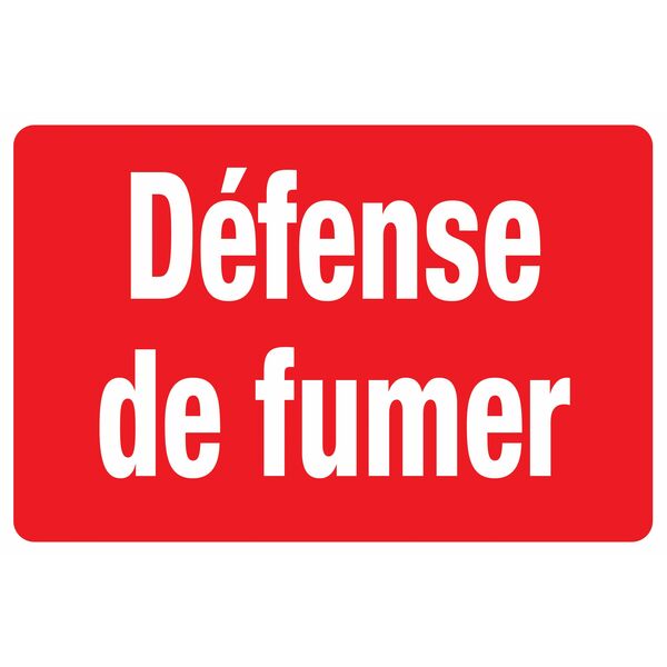 Information Sign - French - Print/Message "NO SMOKING" - 12" (304.80 mm) Holding Width x 8" (203.20 mm) Holding Height - Rectangular Shape - Sturdy, Flexible - Plastic
