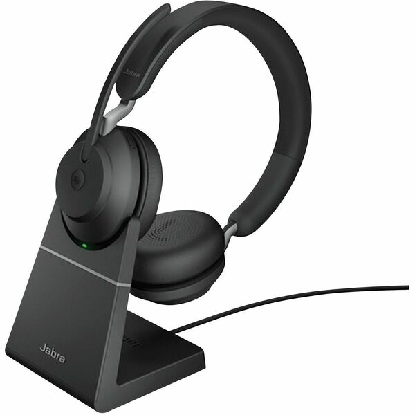 Jabra Evolve2 65 Headset with Desk Stand - Stereo - Wireless - Bluetooth - 98.4 ft - On-ear - Binaural - Supra-aural - Noise Canceling - Black