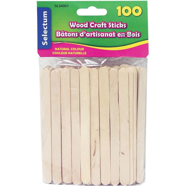 Selectum Wood Craft Stick - 100 / Pack - Wood