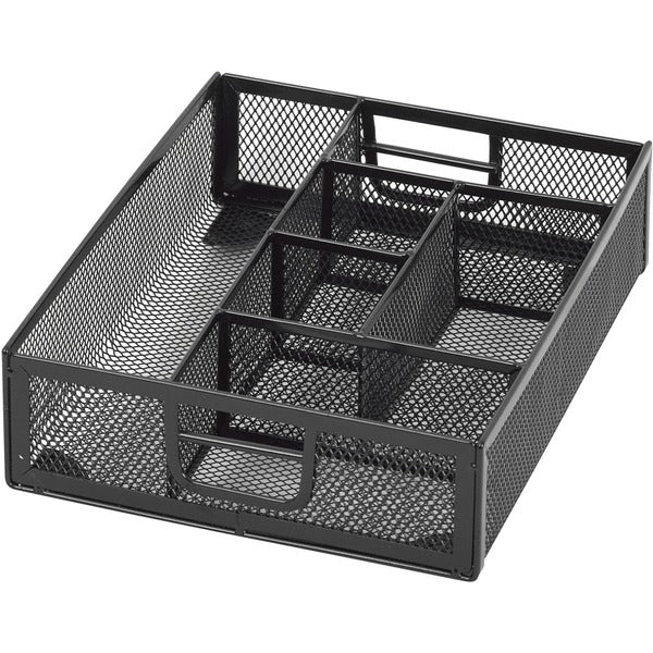 Merangue Mesh Drawer Organizer - 6 Compartment(s) - 2.4" Height x 11.8" Width x 15.3" Depth - Black - Wire Mesh - 1 Each