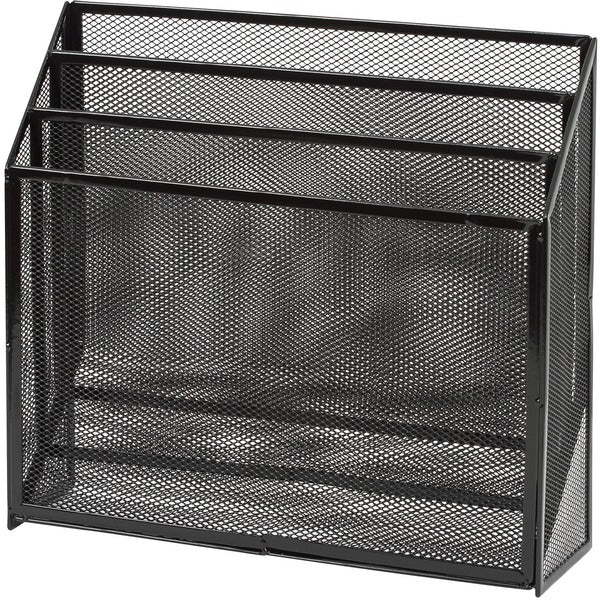 Merangue Mesh File Organizer, 3-Tier - 3 Compartment(s) - 3 Tier(s) - 12.5" Height x 10.3" Width x 4" Depth - Black - Mesh - 1 Each