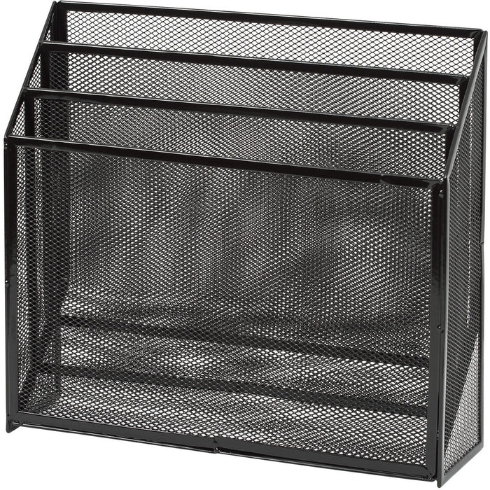 Merangue Mesh File Organizer, 3-Tier - 3 Compartment(s) - 3 Tier(s) - 12.5" (317.50 mm) Height x 10.3" (260.35 mm) Width x 4" (101.60 mm) Depth - Black - Mesh - 1 Each