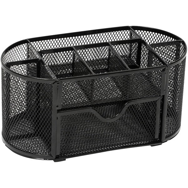 Merangue Desktop Organizer - 8 Compartment(s) - Black - Mesh, Wire Mesh - 1 Each