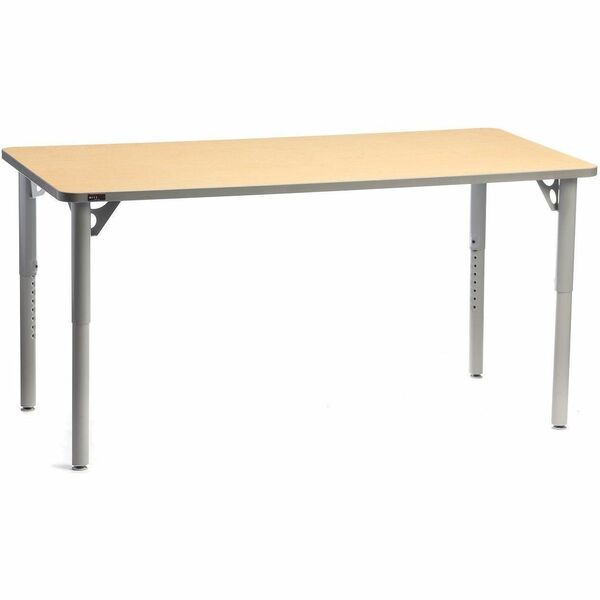 MITYBILT Aktivity Activity Table - Rectangle Top - Four Leg Base - 4 Legs - Height Adjustable - 60" (1524 mm) Table Top Length x 24" (609.60 mm) Table Top Width x 1" (25.40 mm) Table Top Thickness - Powder Coated, Maple, Silver - Laminate, Vinyl - Particl