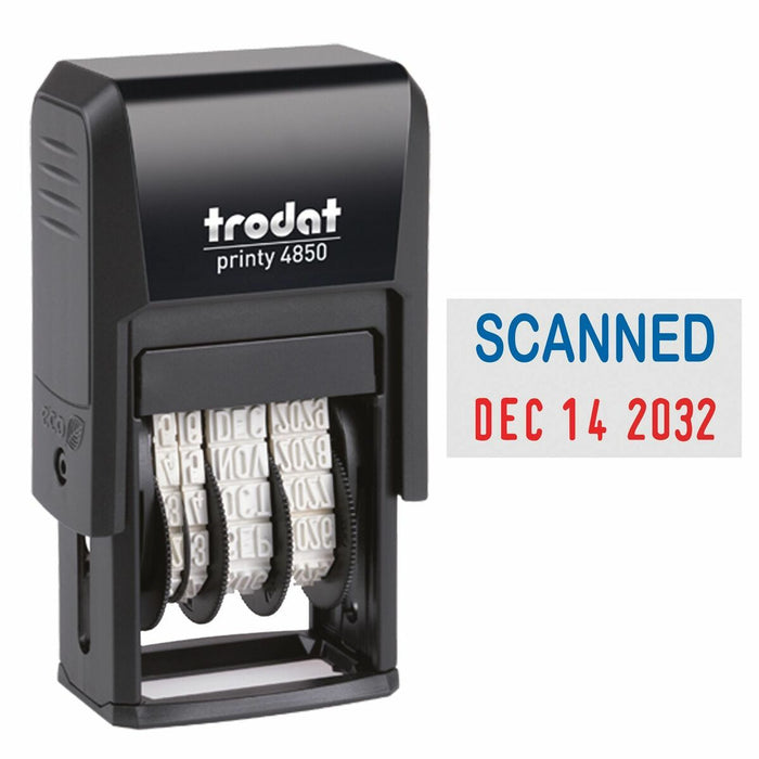 Printy Self-inking Stamp - Date Stamp - SCANNED - Blue, Red - Recycled