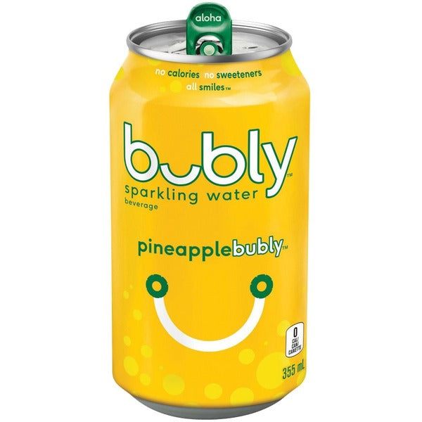 bubly Sparkling Water Pinapple - Ready-to-Drink - 355 mL - 12 Can / Box