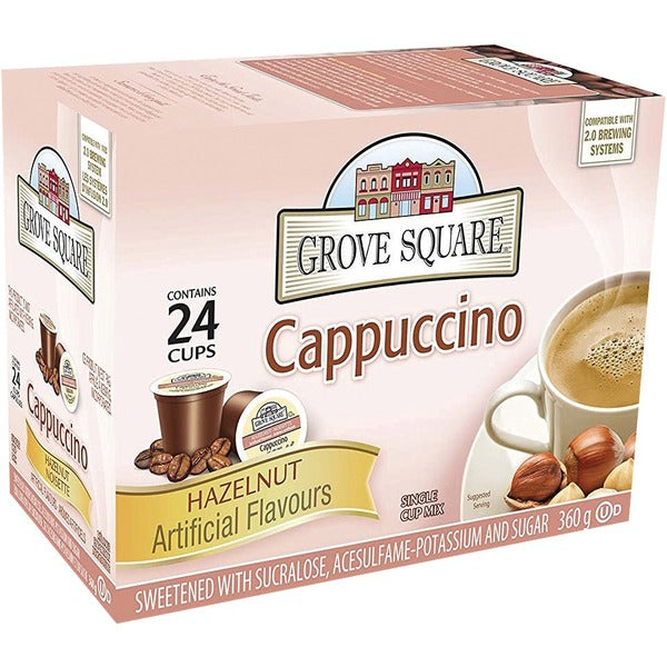 Grove Square K-Cup Cappuccino Hazelnut Single Serve - K-Cup - Cappuccino, Hazelnut - 24 / Box