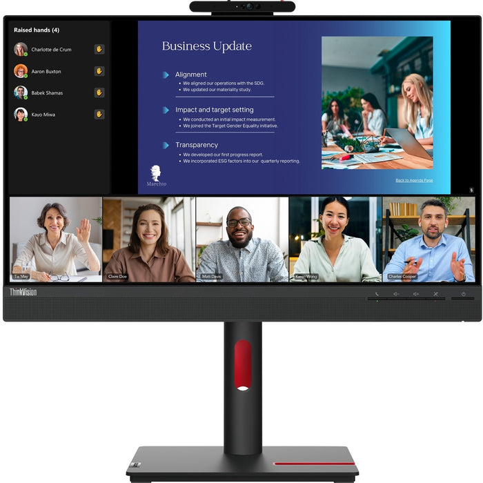 Lenovo ThinkVision T24v-30 24" Class Webcam Full HD LED Monitor - 16:9 - Raven Black - 23.8" Viewable - In-plane Switching (IPS) Technology - WLED Backlight - 1920 x 1080 - 16.7 Million Colors - 250 cd/m² - 4 ms - 75 Hz Refresh Rate - Speakers - HDMI
