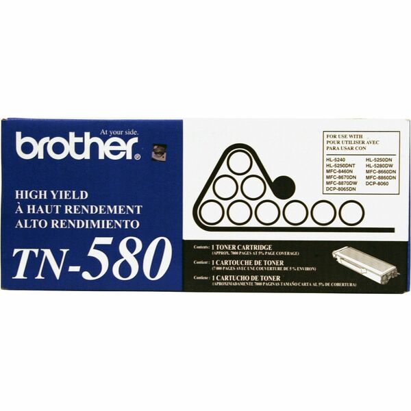 Brother TN580 Original Toner Cartridge - Laser - 7000 Pages - Black - 1 Each