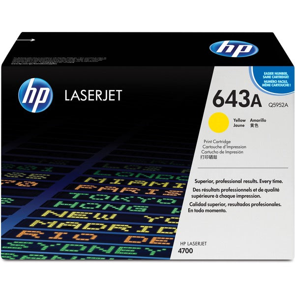 HP 643A (Q5952A) Original Laser Toner Cartridge - Single Pack - Yellow - 1 Each - 10000 Pages