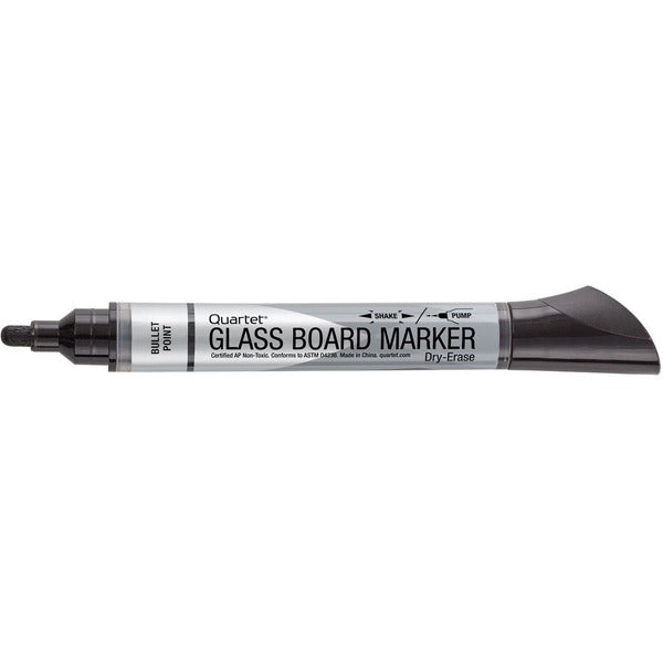 Quartet Premium Dry-Erase Markers for Glass Boards - Bullet Marker Point - Erasable - Black Ink - 1 Each