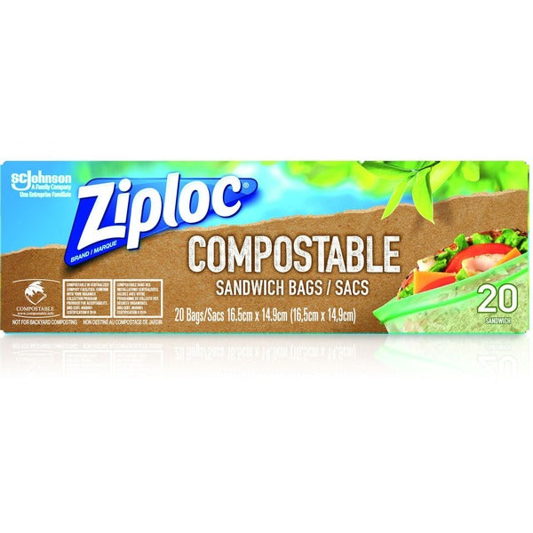 Ziploc&reg; Sandwich Bag - Small Size - 6.50" (165.10 mm) Length x 5.88" (149.23 mm) Width - Sandwich, Fruit, Vegetables, Chips, Cookie, Commercial - 20 / Box